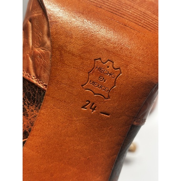 Carrilleras Boots Crocodile 7 Embossed Embroidered Pointed‎ Toe Cowgirl Heels - Picture 11 of 16